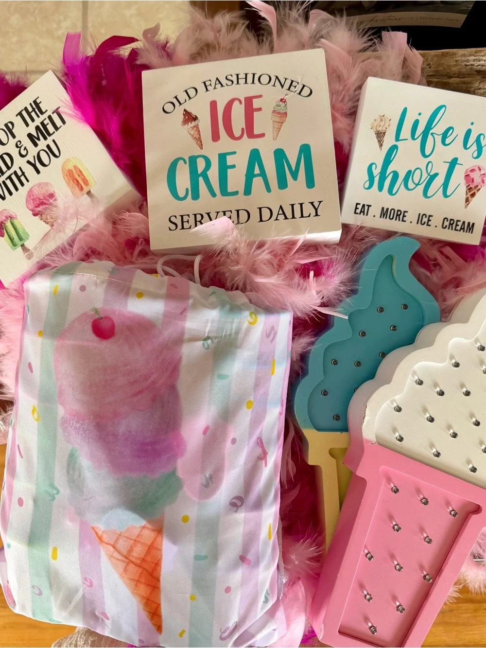 Ice Cream Party Decor Set - Teal, Pink, Purple, Lime - Unbranded